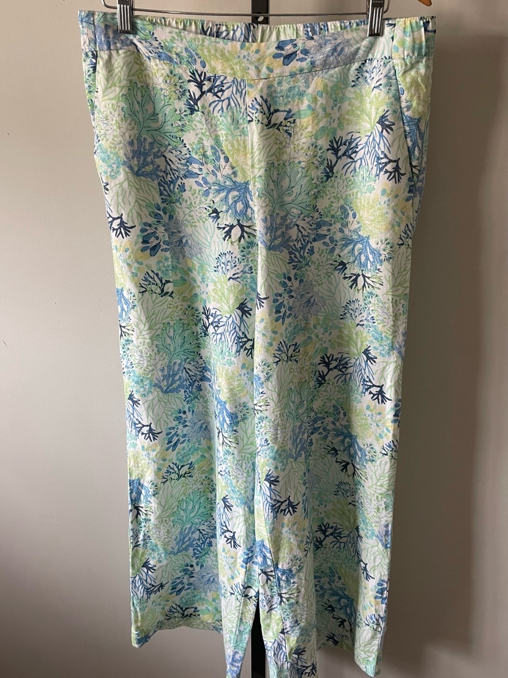 Northern Reflections Linen Rayon Wide Leg Trouser Pant Floral Botanical Medium